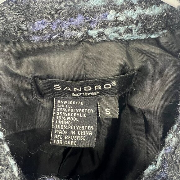 Sandro Sportswear Tweed Knit Blue Blazer Women's Small - Picture 3 of 4